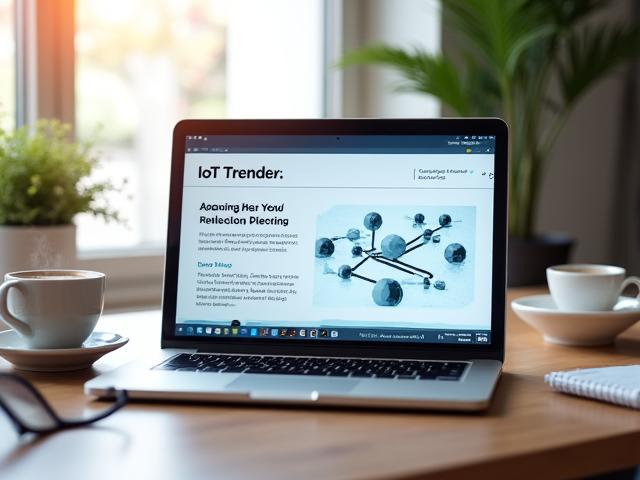 Laptop mit Blogartikel zu IoT Trends