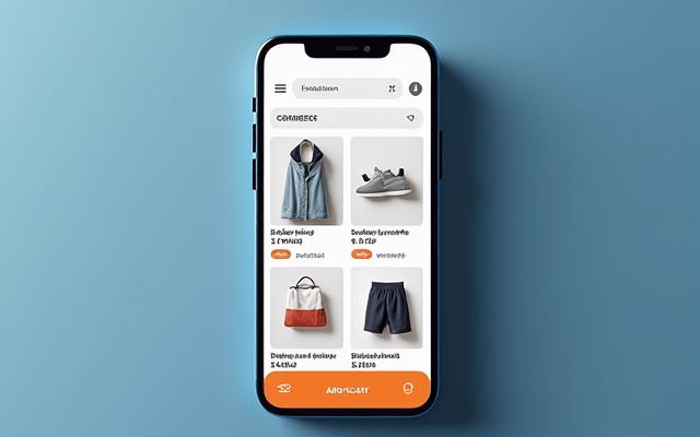 Mockup einer E-Commerce-App mit klarem Produktlisting und Warenkorb