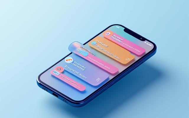 Ästhetisches App Interface mit lebendigen Farben und Icons